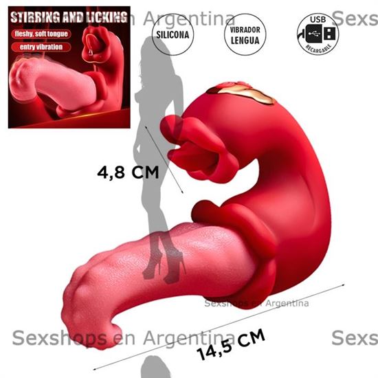 Vibrador doble con forma de lengua